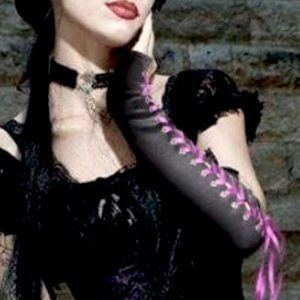 {NWT} Fingerless Goth Black Satin Corset Gloves w/thumb sheaths